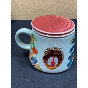 Opal House Rise and Shine Porcelain Mug Coffee Cup Blue Slanted Sides Coffee